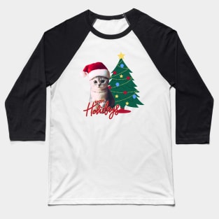 Cute brown cat n Santa hat with christmas tree ,Brafdesign Baseball T-Shirt